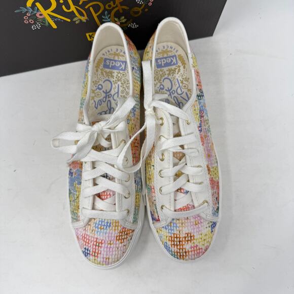 Keds x Rifle Paper Co. Triple Kick Mesh Margaux Floral Platform Sneakers Size 7M - Picture 4 of 13
